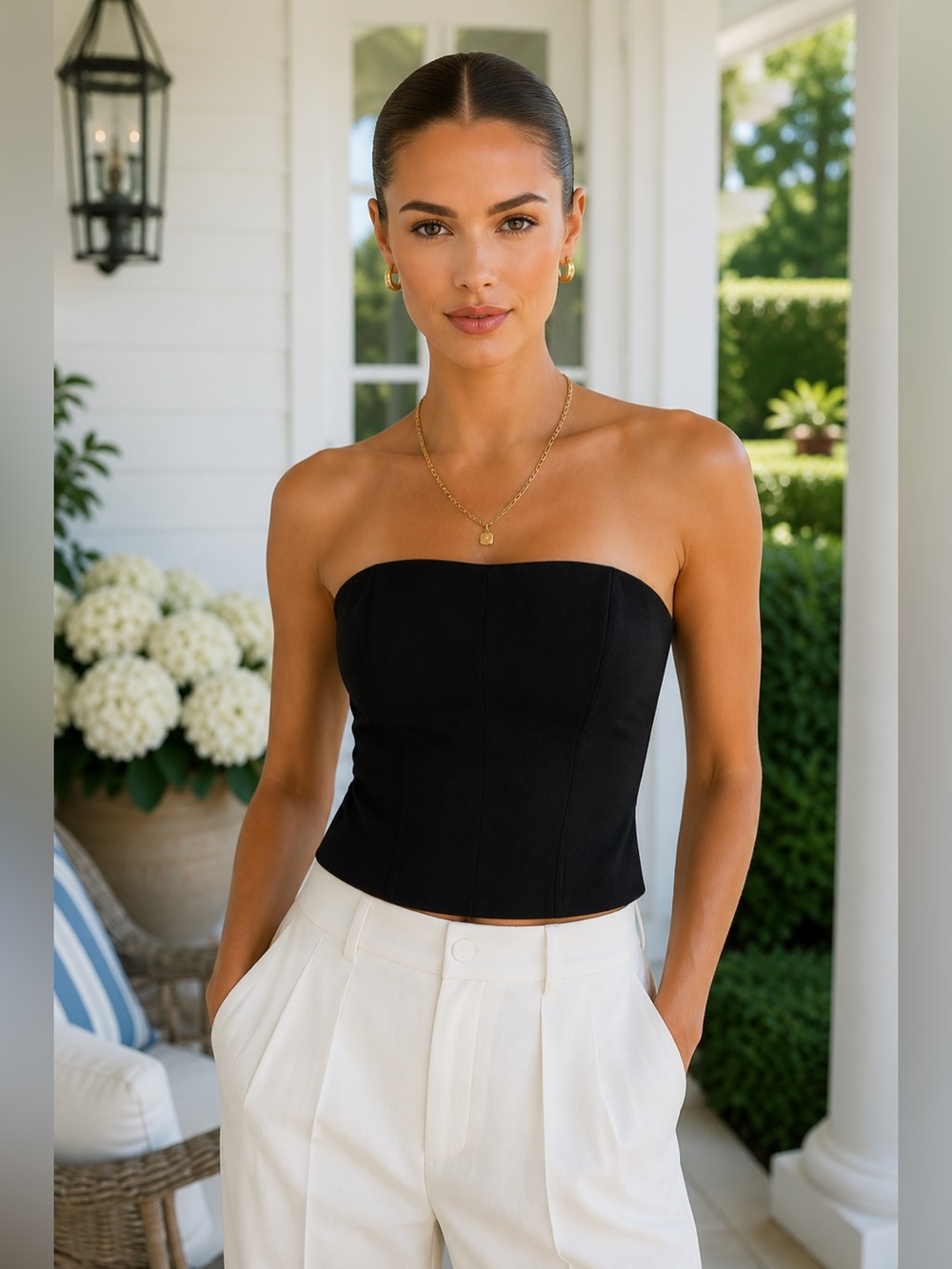 ANINE BING Thea Top Black Strapless Bustier Corset | Size Small